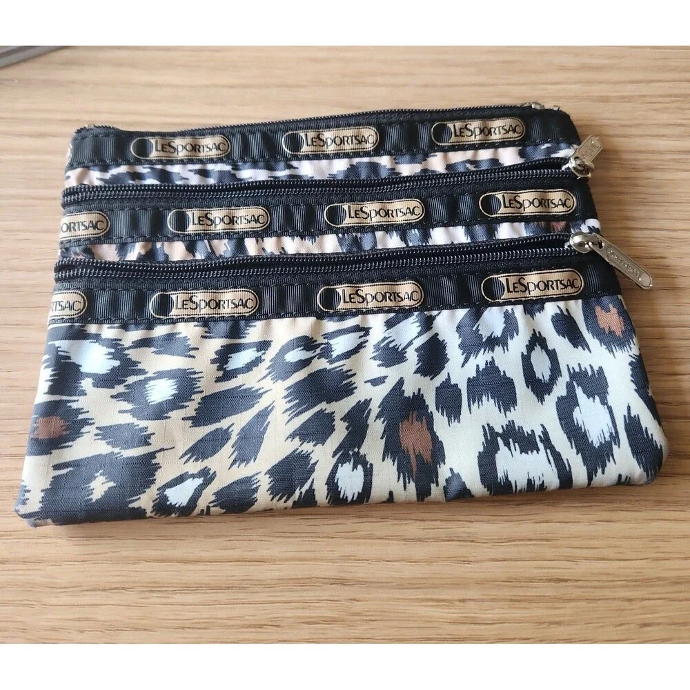 LeSportsac Animal Print 3 Sections Zippered Pouch